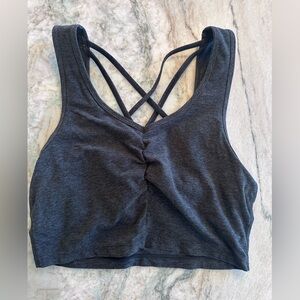 Zella Gray Ruched long line top with built in bra